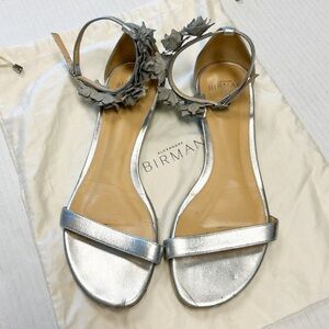 Alexandre Birman silver floral ankle strap sandals